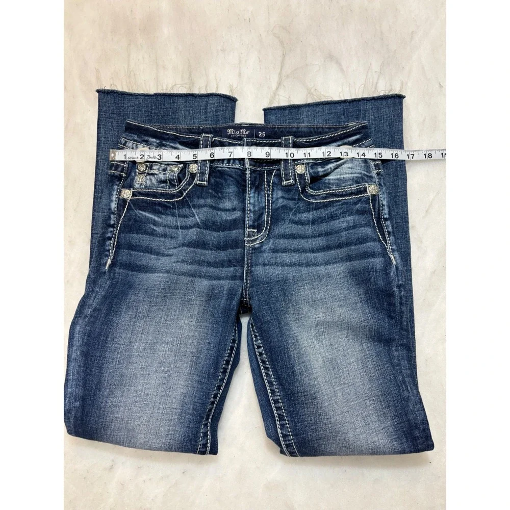 Miss Me Jeans Womens Bootcut Embellished Pocket Blue Denim‎ Size 26 - Picture 8 of 14